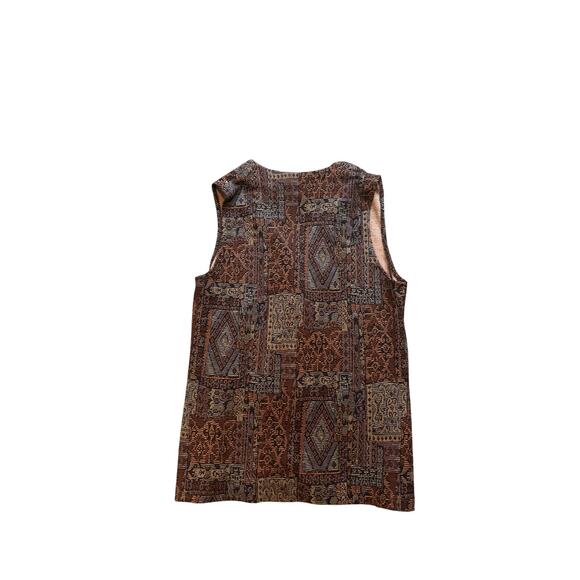 Vintage Amanda T Tapestry Patchwork Long Vest with Double Buttons - Size S - Picture 2 of 4